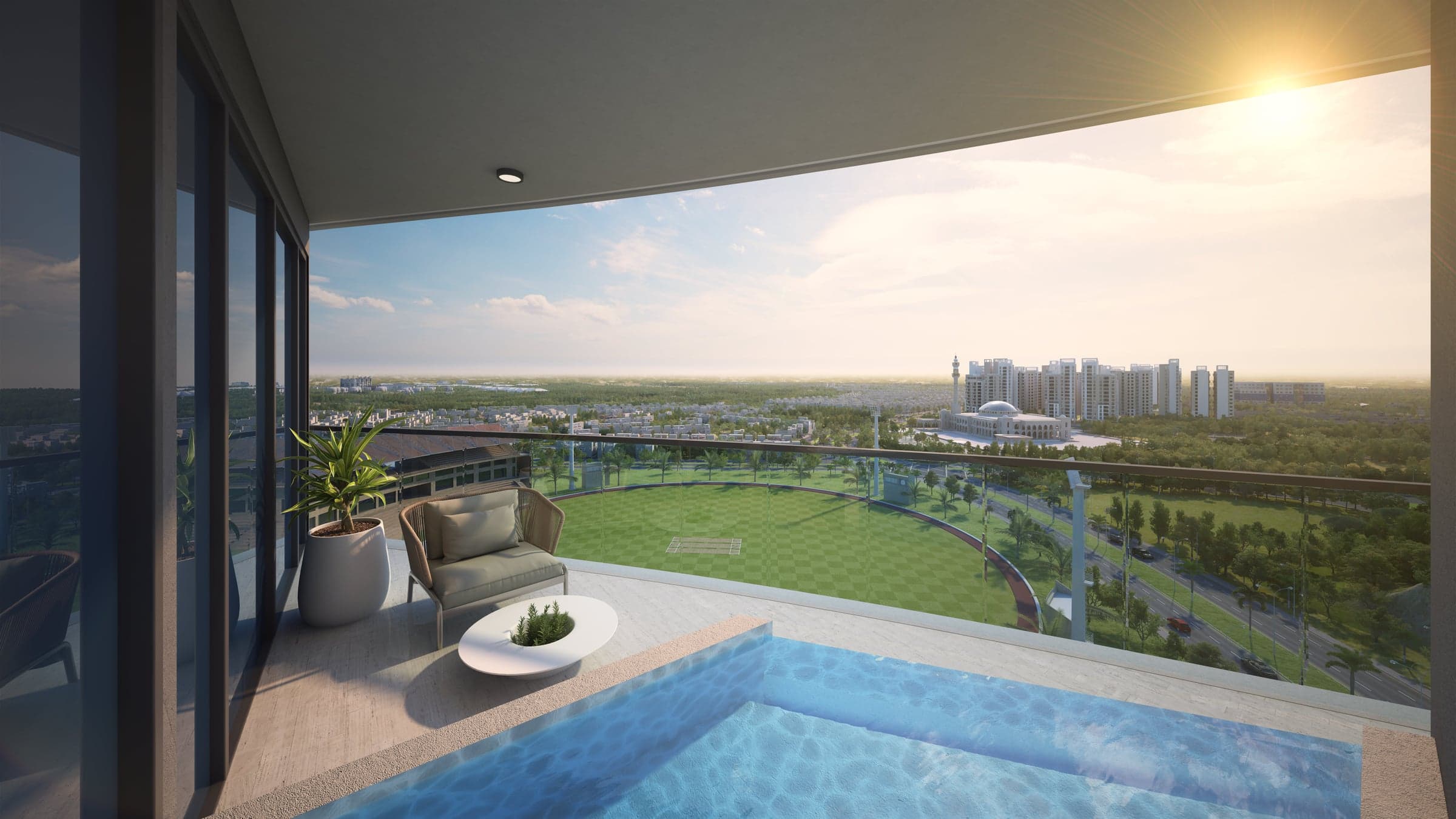 Penthouse terrace over the stadium